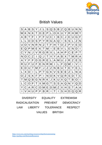 British Values Wordsearch 3