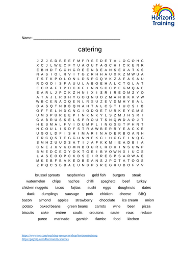 Catering Wordsearch