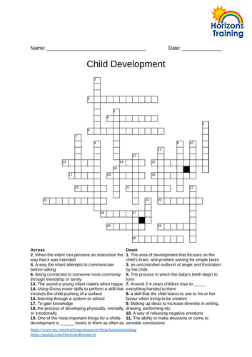 Child Development Crossword 2