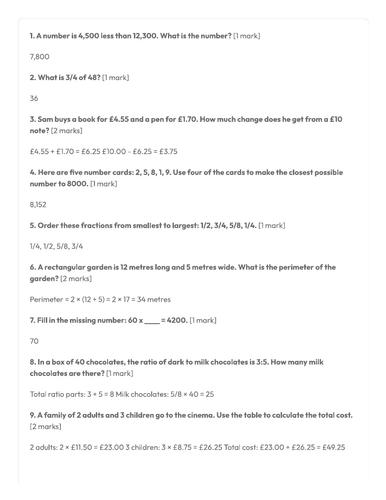Year 6 SATS Reasoning Test Paper 1