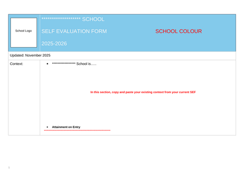 School SEF (Based on the new OFSTED Inspection Framework 2025)
