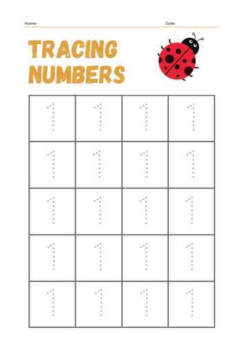 Tracing Numbers Worksheet in Colorful Illustrative Style