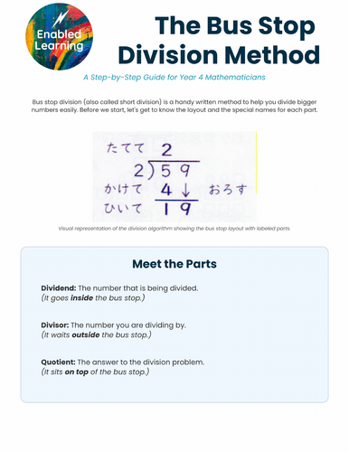 Primary School Maths - Bus Stop Division Technique