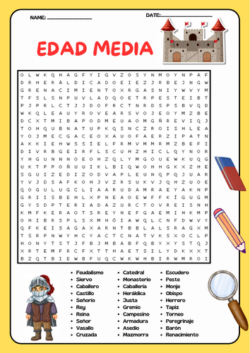 Sopa de Letras sobre la Edad Media