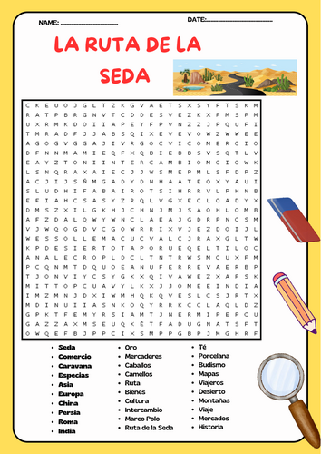 Silk Road Word Search Puzzle Activity