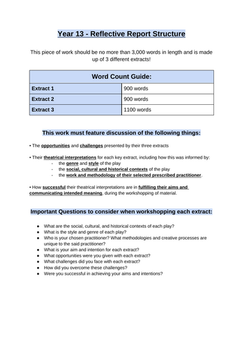 AQA - Reflective Report Guidance and Structure Document
