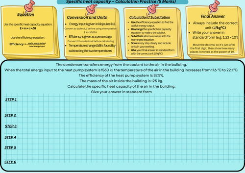 Specific Heat Capacity – GCSE Physics Worksheet + Step-by-Step PPT (AQA Paper 1)