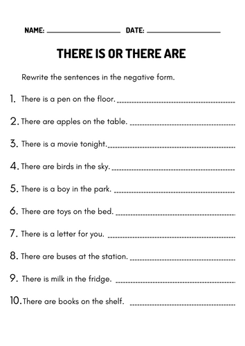 "There is" or "There are" Grammar worksheet