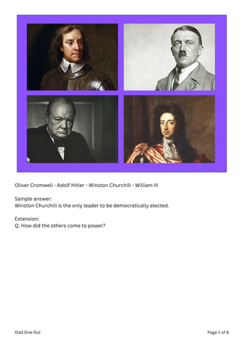 History Odd One Out Stand Alone Activity