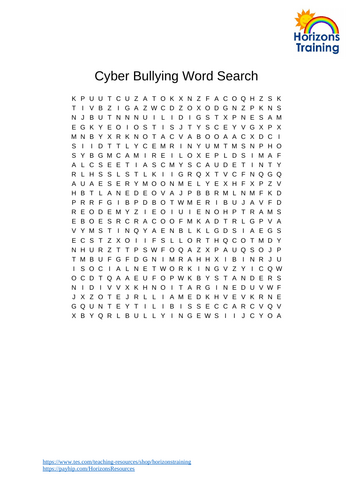 Cyber Bullying Wordsearch 2