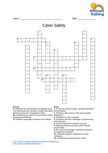Cyber Safety Crossword