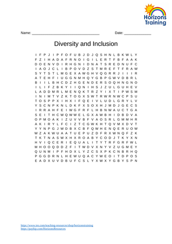 Diversity Wordsearch