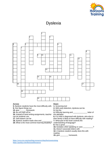 Dyslexia Wordsearch