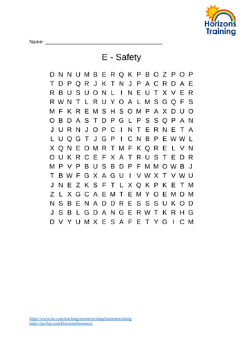 E- Safety Wordsearch