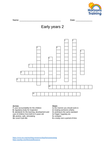 Early Years Crossword 2