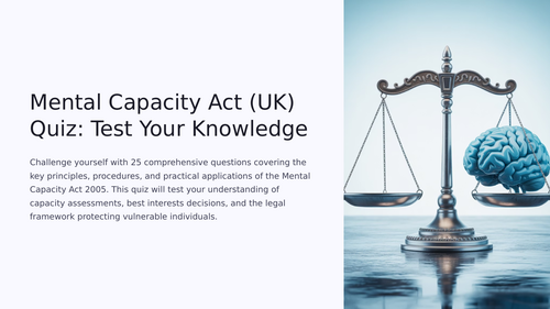 Mental Capacity Act Quiz