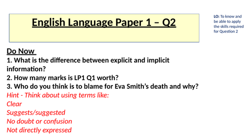 Language Paper One, Question 2&3