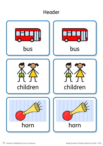 Wheels on the Bus Widget Symbol Matching Game