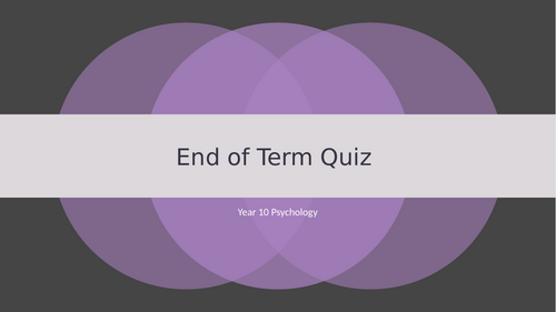 GCSE Psychology End of Term Quiz