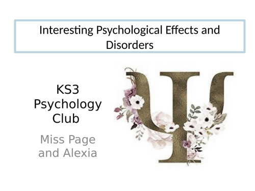 KS3 Intro to Psychology Lesson