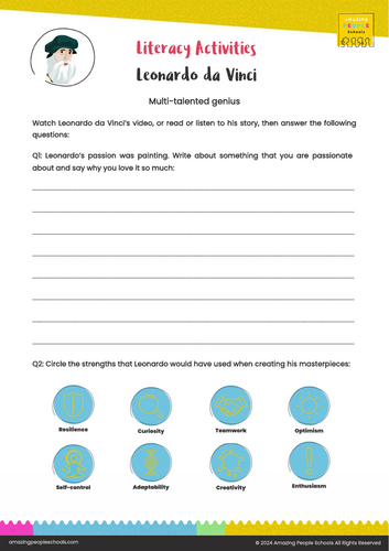 Leonardo da Vinci - literacy activities - 5-7