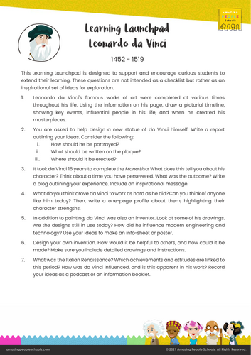 Leonardo da Vinci - extension questions 7+