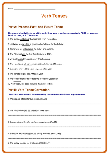 Thanksgiving Grammar Worksheets | Grammar Practice | Middle & High School