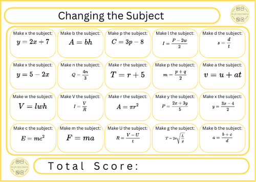 Changing the Subject - 20 Questions