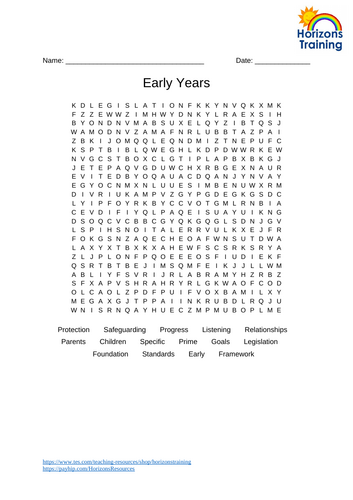 Early Years Wordsearch 2