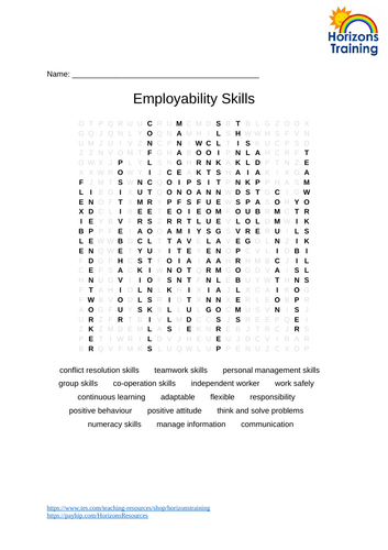 Employability Skills Wordsearch