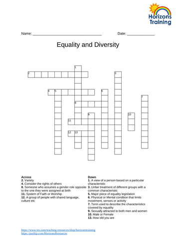Equality and Diversity Crossword