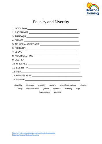 Equality Word Scramble