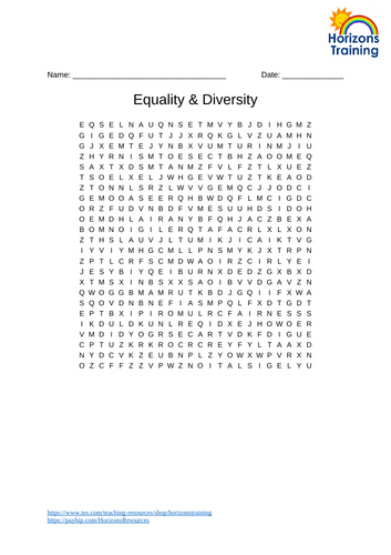 Equality and Diversity Wordsearch 2