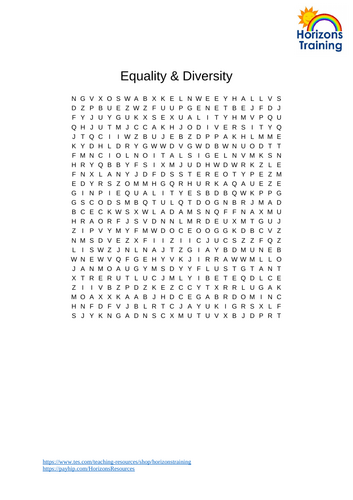 Equality and Diversity Wordsearch 3