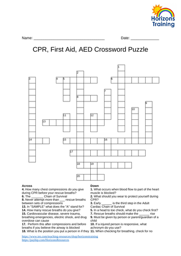 First Aid Crossword
