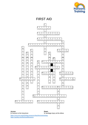 First Aid Crossword 2