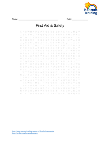 First Aid Wordsearch
