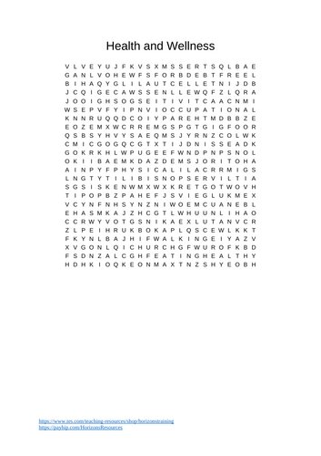 Health & Wellness Crossword