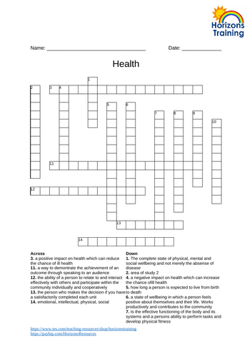 Health Crossword