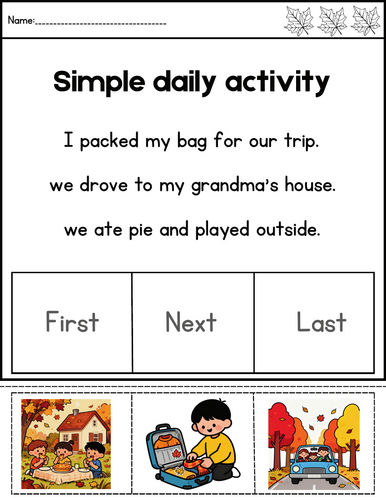 What I did over Fall Break sequencing activity - How I Spent My Fall Break