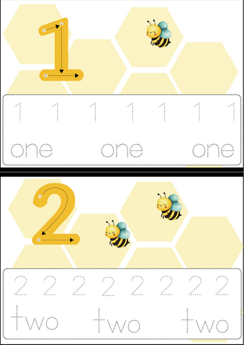 digital  Number Poster & Tracing Cards | Printable Counting Activity | Preschool Math Learning |