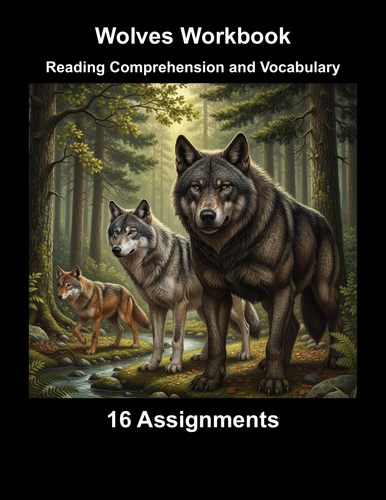 Wolves Workbook (16 Reading Comprehension & Vocabulary Assignments)