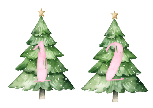 1-5 Numbered Christmas Trees