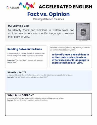 ASDAN Accelerated Learning English - Developing your Understanding - 2A4