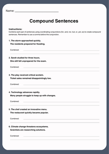 Combining Sentences Worksheets | Grammar Practice