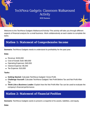 Comprehensive Income Statement - Classroom Game