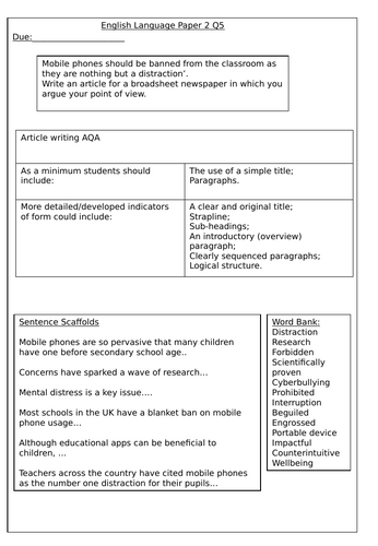 English Language Paper 2 Question 5