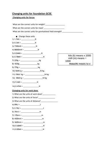 converting units for combined physics