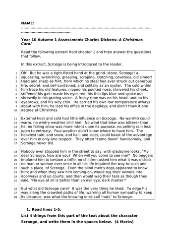 A Christmas Carol Assessment