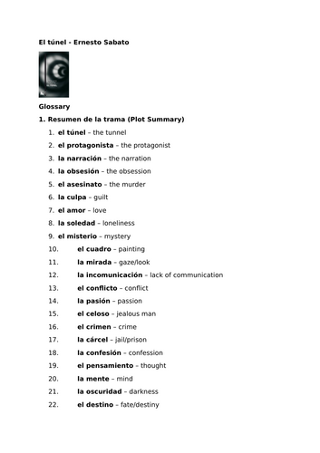El túnel by Ernesto Sabato – Glossary